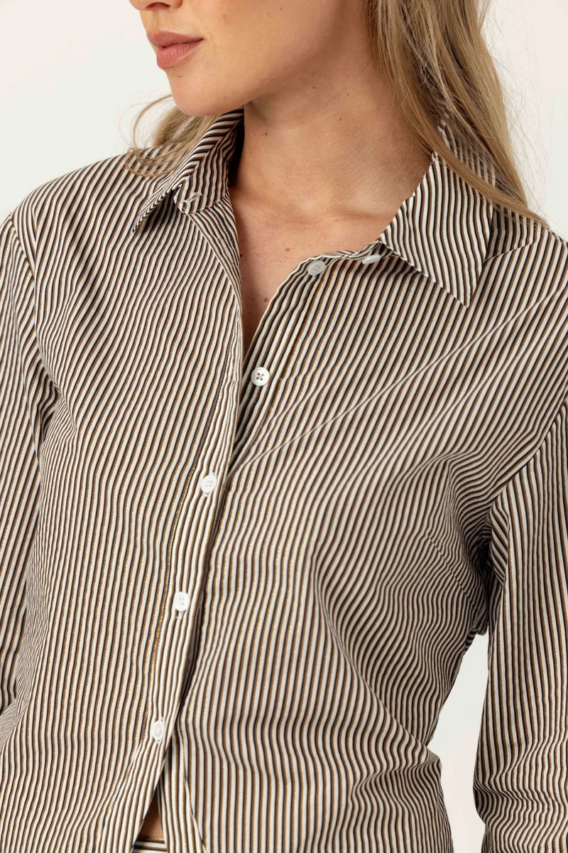 Rosy Brown Striped Aster Shirt Top