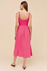 Pale Violet Red Sleeveless Knit Combo Dress Midi Dress