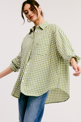 Light Gray Page Oversized Gingham Shirt Shirt