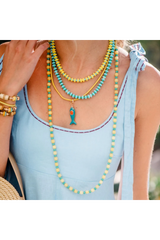 Light Gray Calypso Layers (3 Necklaces) - Blue Necklace
