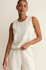 Antique White The Sloane Embroidered Top Top