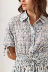 Gray Isana Dress in Damask Skywash Mini Dress