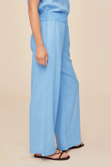Light Gray Smocked Waist Wide Leg Pant Pant