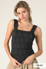 Antique White Serina Lace Textured Top Top