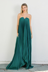 Dark Slate Gray Garden Pleats Column Dress Maxi Dress