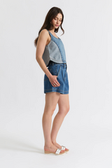 Lavender Coronado Pleated Short | Montage Denim Shorts