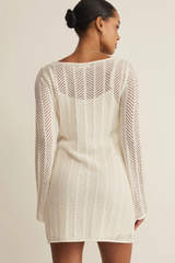 Gray Falling Waters Crochet Dress Mini Dress
