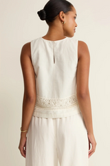 Antique White The Sloane Embroidered Top Top