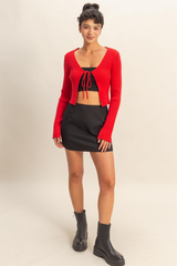 Antique White Marie Tie Front Cardigan Cardigan