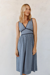 Gray Fit & Flare V-Neck Midi Dress Midi Dress
