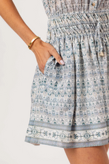 Lavender Isana Dress in Damask Skywash Mini Dress