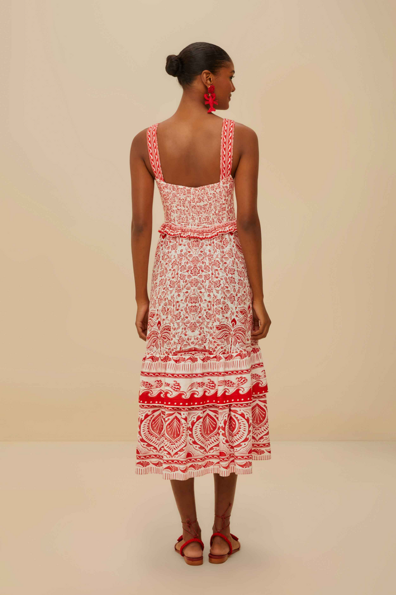 Tan River Ride Red Midi Dress Midi Dress