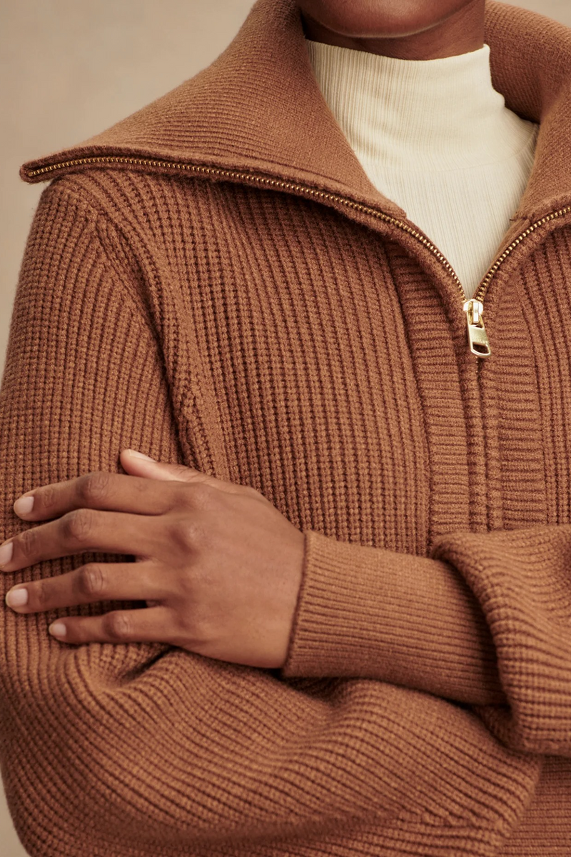 Sienna Maura Half Zip Rib Knit Sweater