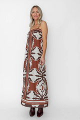 Lavender Kiki Ankle Dress in Capucine Border Print Maxi Dress