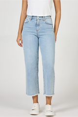 Light Gray Holly High Rise Straight Cropped Jeans | Sunset Blues Jeans