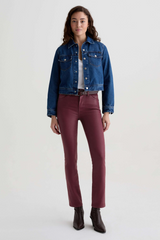 Light Gray Mari Mid-Rise Slim Straight | Leatherette Winery Pant