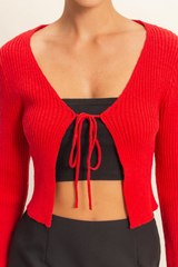 Firebrick Marie Tie Front Cardigan Cardigan