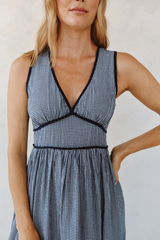 Gray Fit & Flare V-Neck Midi Dress Midi Dress