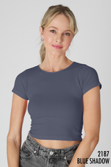 Dark Slate Gray Sandy Ribbed Baby Tee Tee