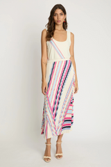 Gray Lucille Skirt in Nova Stripe Midi Skirt