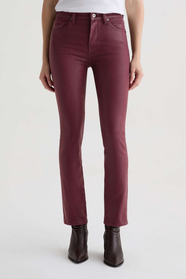Dark Slate Gray Mari Mid-Rise Slim Straight | Leatherette Winery Pant