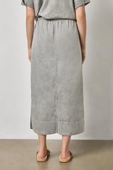 Light Gray Denim Drawcord Skirt Midi Skirt