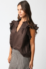 Beige Jodie Ruffled Blouse Blouse