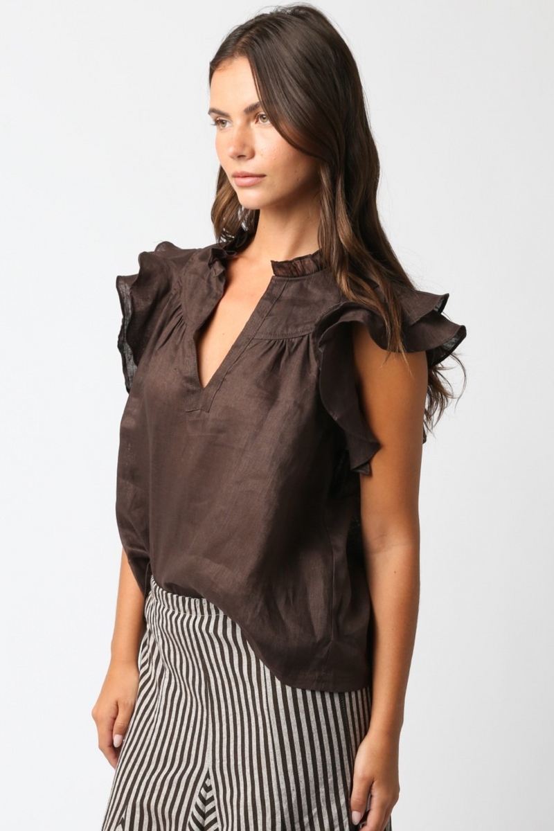 Beige Jodie Ruffled Blouse Blouse