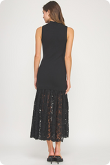 Dark Slate Gray Lovell Lace Contrast Midi Dress Midi Dress