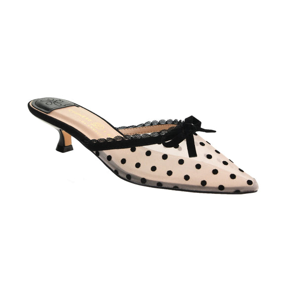 Black Mel Dot Kitten Heel | Natural/Black Heel