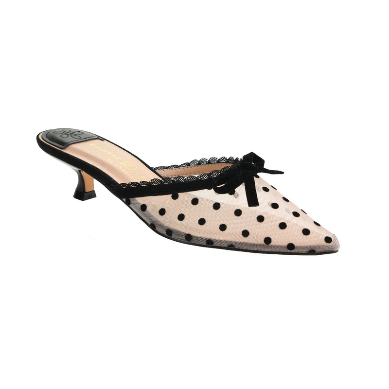 Black Mel Dot Kitten Heel | Natural/Black Heel