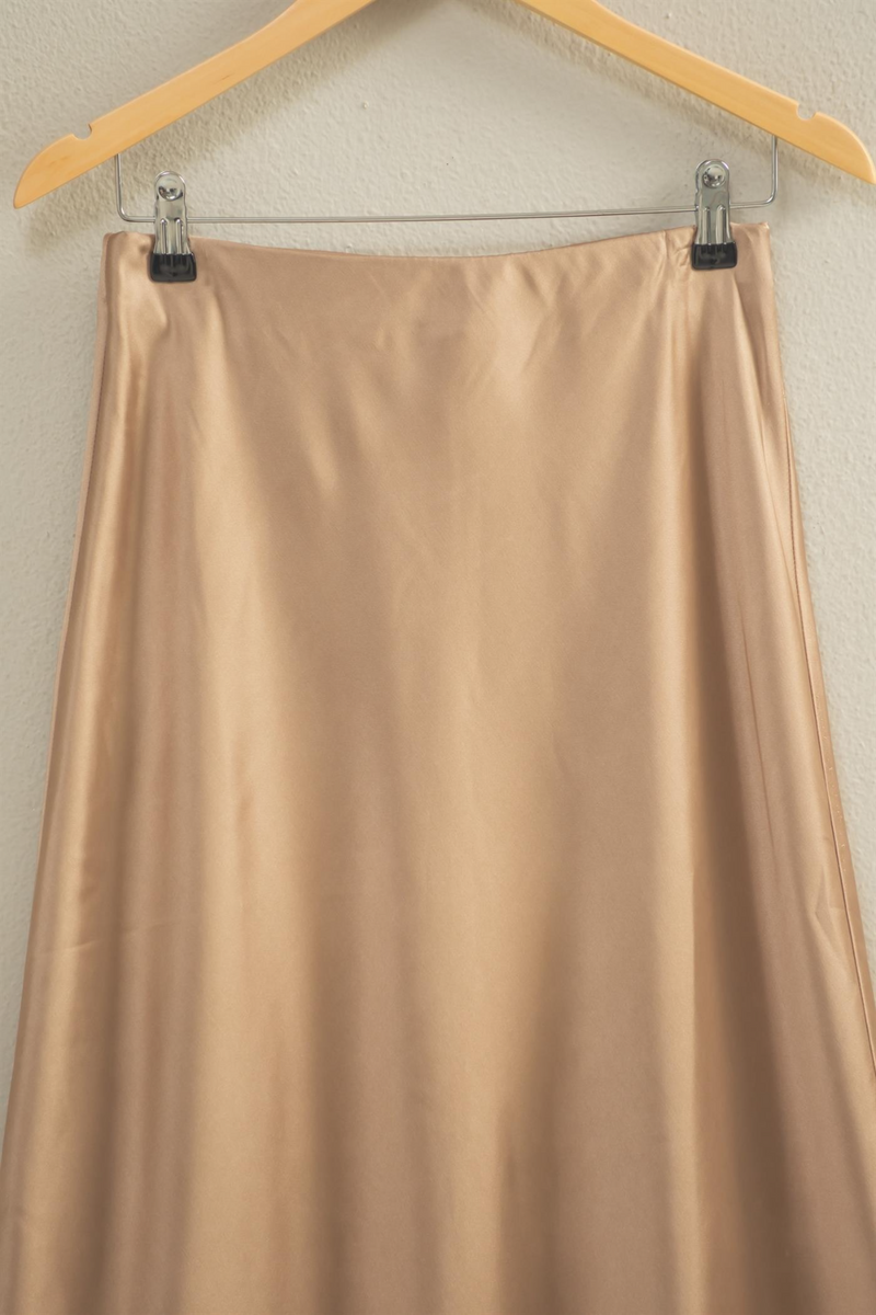Rosy Brown Amberleigh Satin Maxi Skirt Maxi Skirt