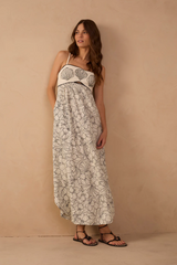 Rosy Brown Off White Shell Vibe Embroidered Maxi Dress Maxi Dress