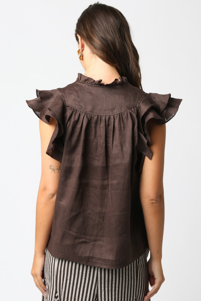 Beige Jodie Ruffled Blouse Blouse