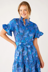 Misty Rose Sadie Maxi Dress Blue Floral Silhouette Jacquard Maxi Dress