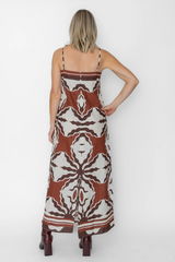Light Gray Kiki Ankle Dress in Capucine Border Print Maxi Dress