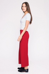 White Smoke Ponte Knit Straight Leg Pant: Cropped Pant