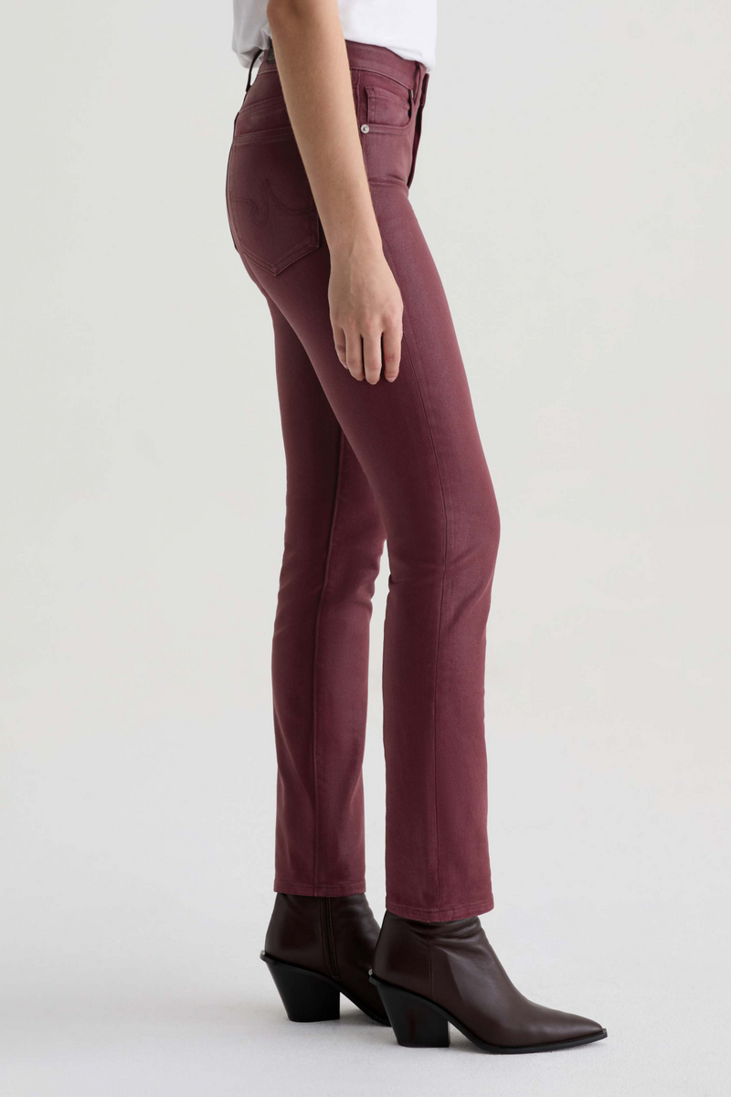 Dark Slate Gray Mari Mid-Rise Slim Straight | Leatherette Winery Pant