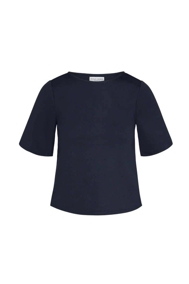 Dark Slate Gray Ponte Knit Short Sleeve Top Extended Top
