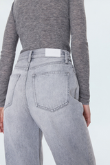 Gray Wes High Rise Barrel Jean | Enigma Jeans