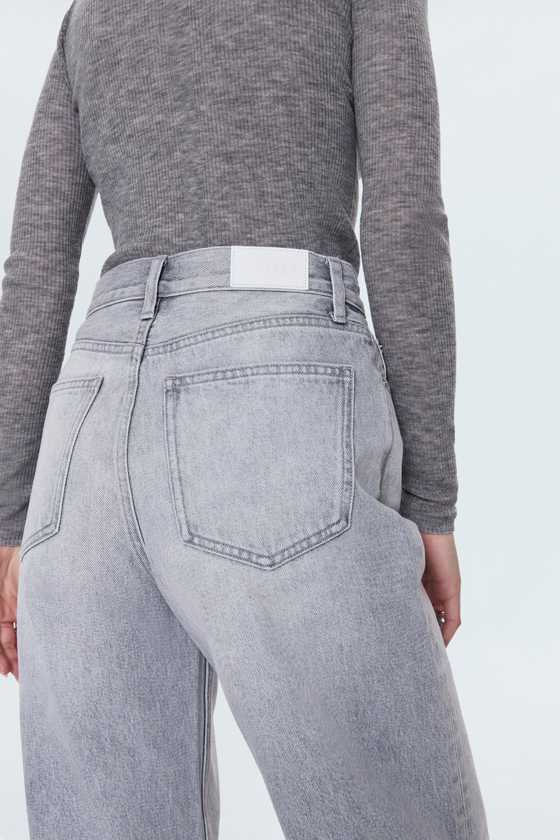 Gray Wes High Rise Barrel Jean | Enigma Jeans