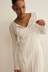 Gray Falling Waters Crochet Dress Mini Dress