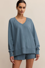 Dark Slate Gray Modern V Neck Weekender Sweater