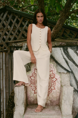 Gray Roman Linen Vest Vest