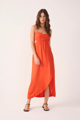 Misty Rose Red Pitanga Side Cut-Out Wrap Midi Dress Maxi Dress