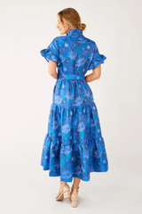 Lavender Sadie Maxi Dress Blue Floral Silhouette Jacquard Maxi Dress