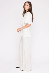 White Smoke Ponte Knit Big Shirt Shirt