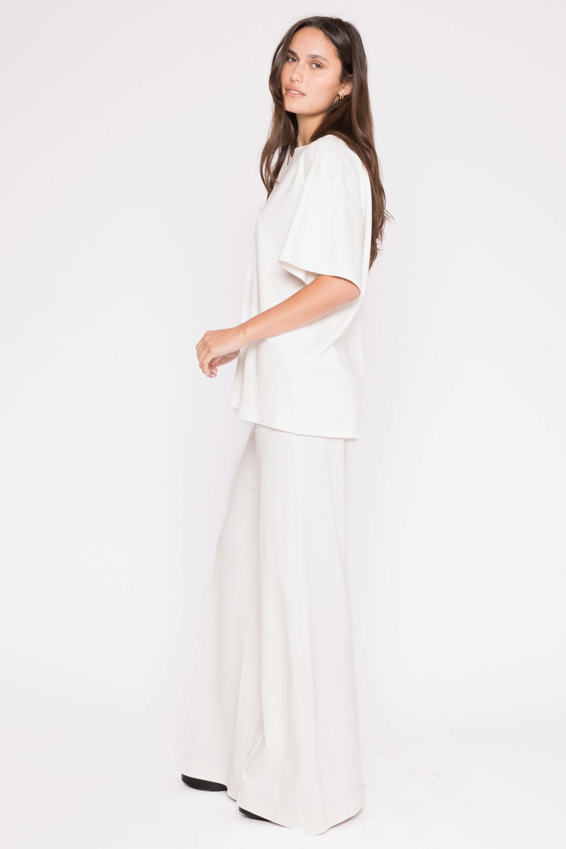 White Smoke Ponte Knit Big Shirt Shirt