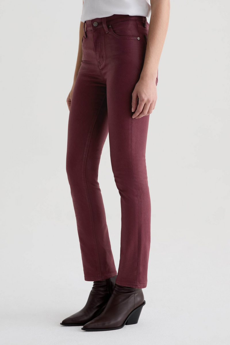 Dark Slate Gray Mari Mid-Rise Slim Straight | Leatherette Winery Pant