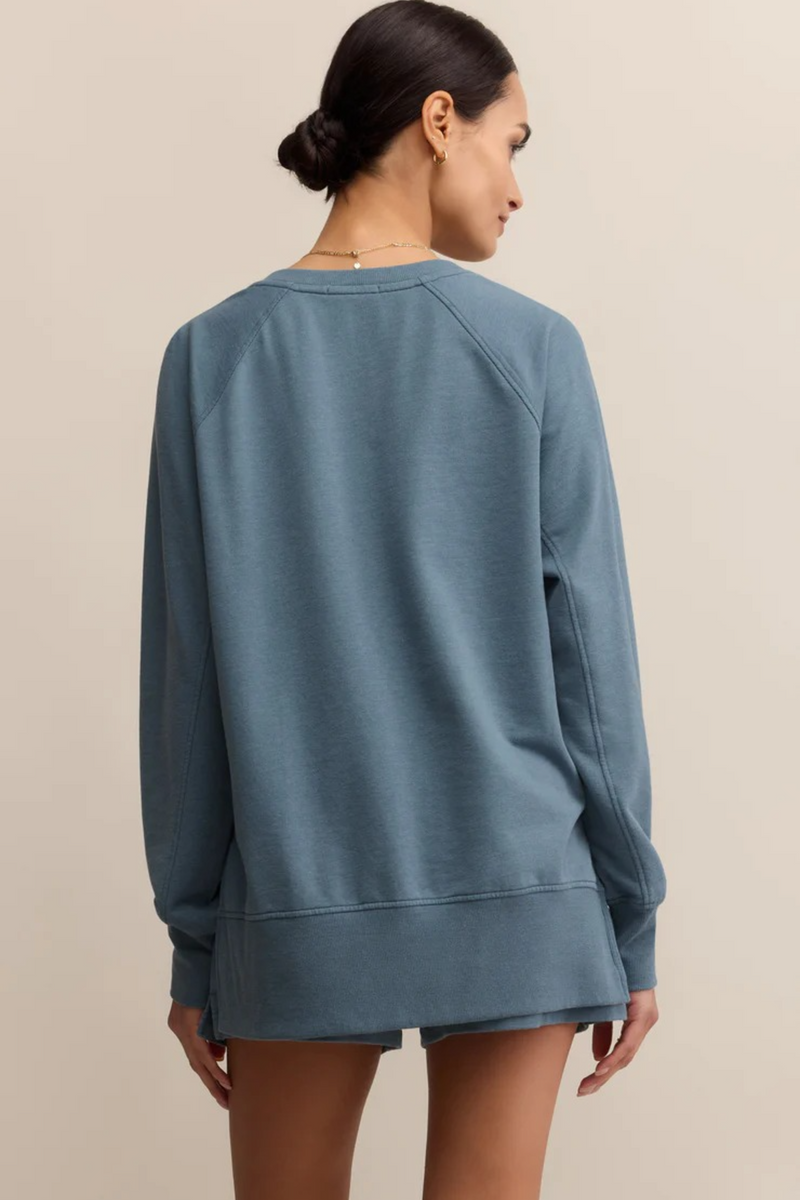 Dark Slate Gray Modern V Neck Weekender Sweater